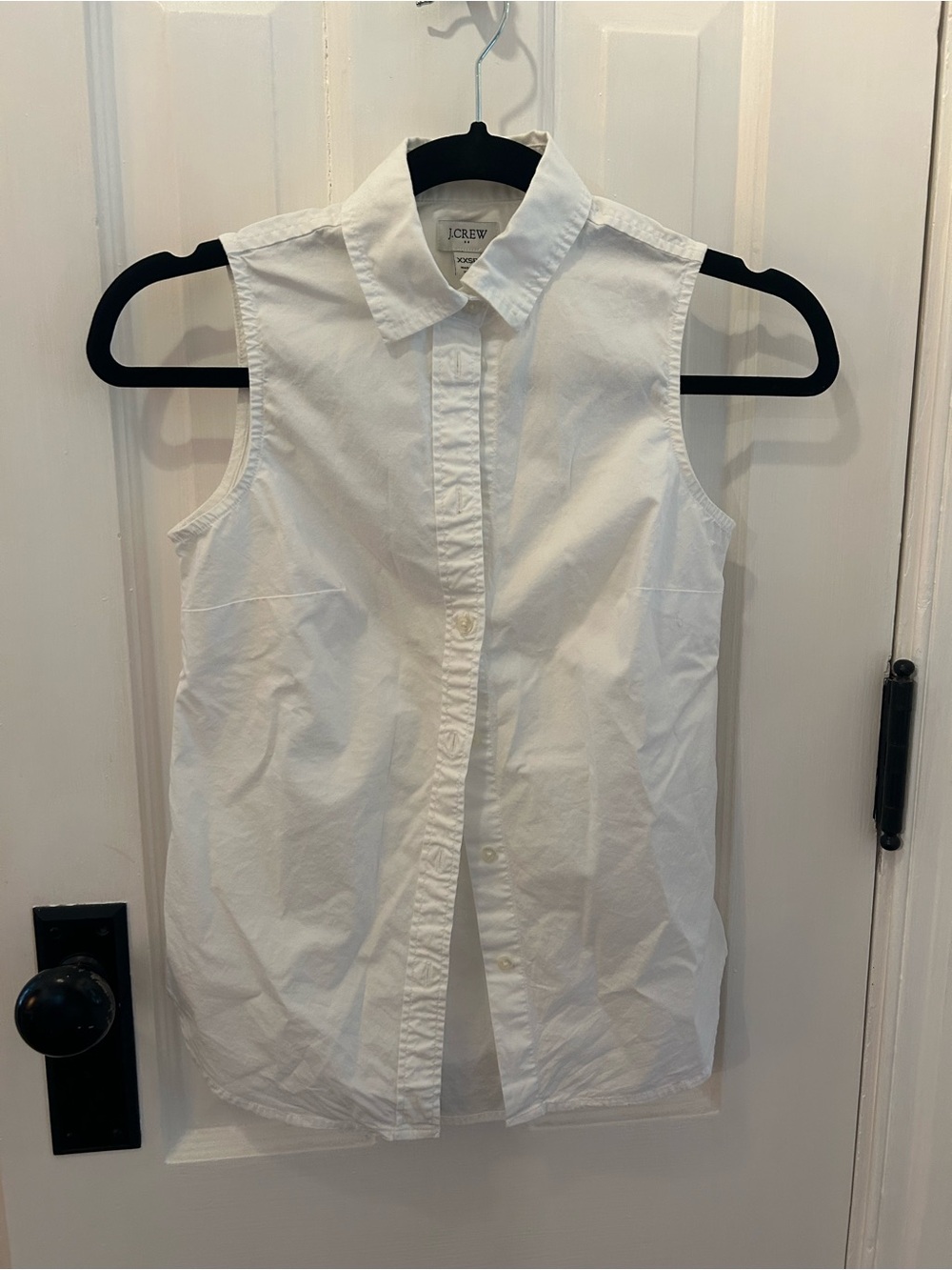 J. Crew White Sleeveless Button-Up Shirt